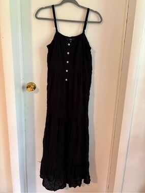 Lulu's Black Maxi Sundress with Button Front